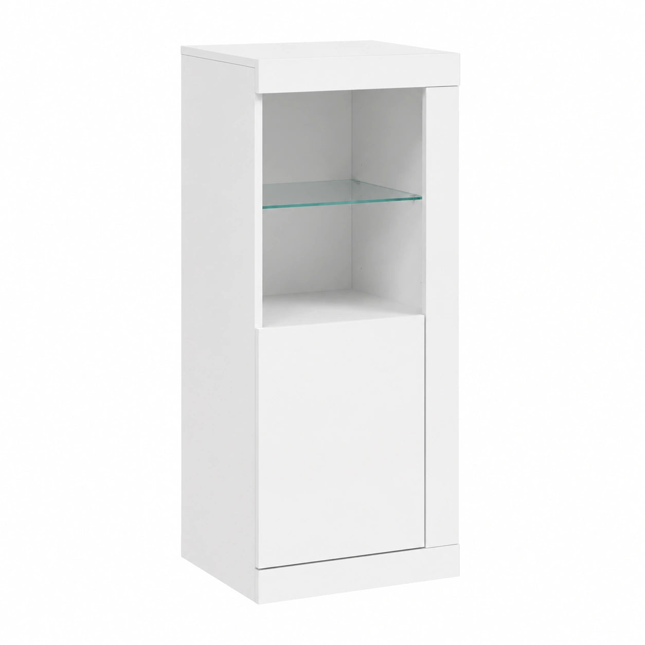Moderner weiße Sideboard mit LED-Beleuchtung und viel Stauraum