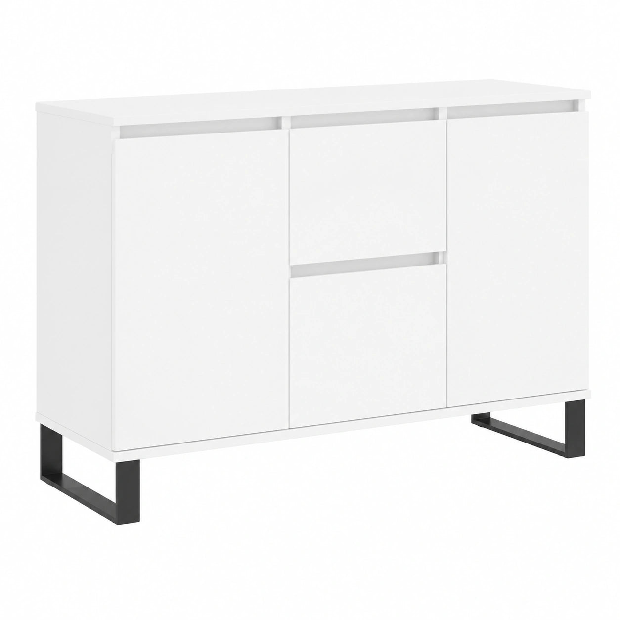Geräumiges Sideboard mit Eisenfüßen aus Holzwerkstoff, Weiß