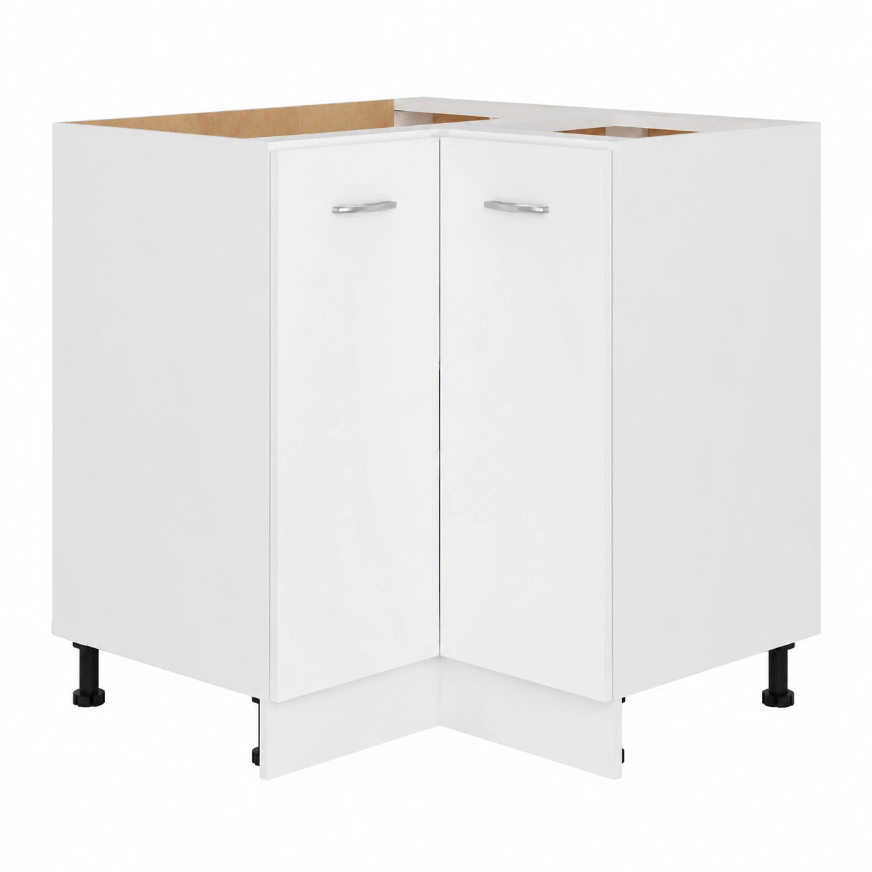 Wandmontierbarer Eckunterschrank aus Holzwerkstoff, 75,5x75,5x81,5 cm, weiß