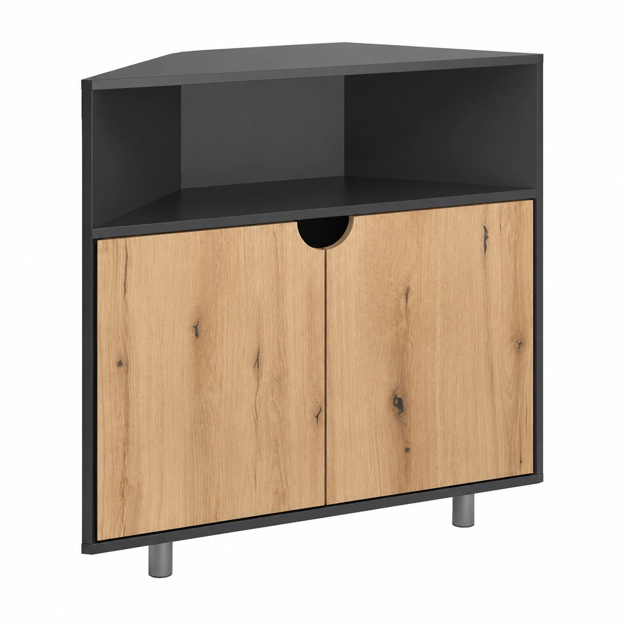 Vicco Inaro Eckschrank, Anthrazit/Eiche, 79 x 76 cm, 3 Fächer, platzsparende Ecklösung