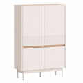 Elegantes Highboard 92 cm in Kaschmir Matt mit Eiche Rillenoptik und Softclose