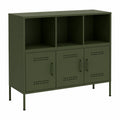 Industrielles Sideboard mit Stauraum aus olivgrünem Stahl