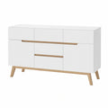 Elegante Kommode aus Asteiche mit Weiß Matt Finish, 145x76x40 cm für Wohn- und Esszimmer