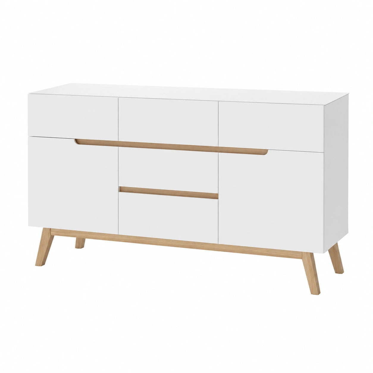 Elegante Kommode aus Asteiche mit Weiß Matt Finish, 145x76x40 cm für Wohn- und Esszimmer
