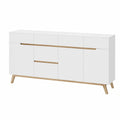 Elegantes Sideboard Weiß Matt aus Massiver Asteiche - Vielseitige Aufbewahrung