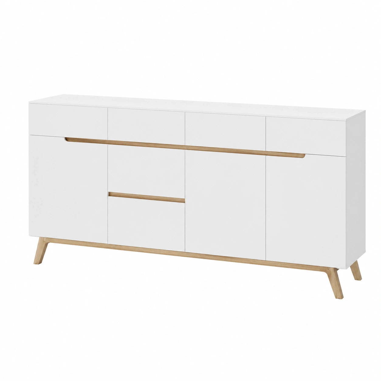 Elegantes Sideboard Weiß Matt aus Massiver Asteiche - Vielseitige Aufbewahrung