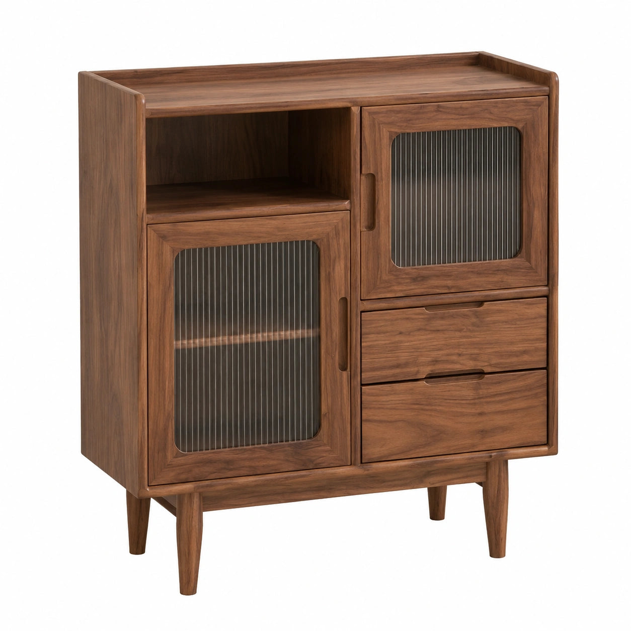 Schwarzer Nussbaum-Beistellschrank für Esszimmer und Küche