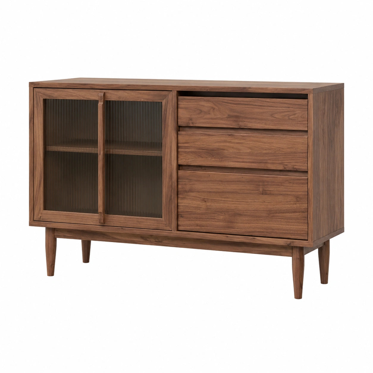 Moderner Küchenschrank in Schwarz und Nussbaum - Stilvolles Sideboard für Esszimmer (120x40x80cm)