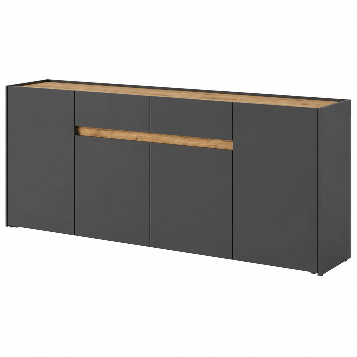 Lomadox Esszimmer-Sideboard in Anthrazit mit Wotan Eiche Akzenten, 220x87x40 cm
