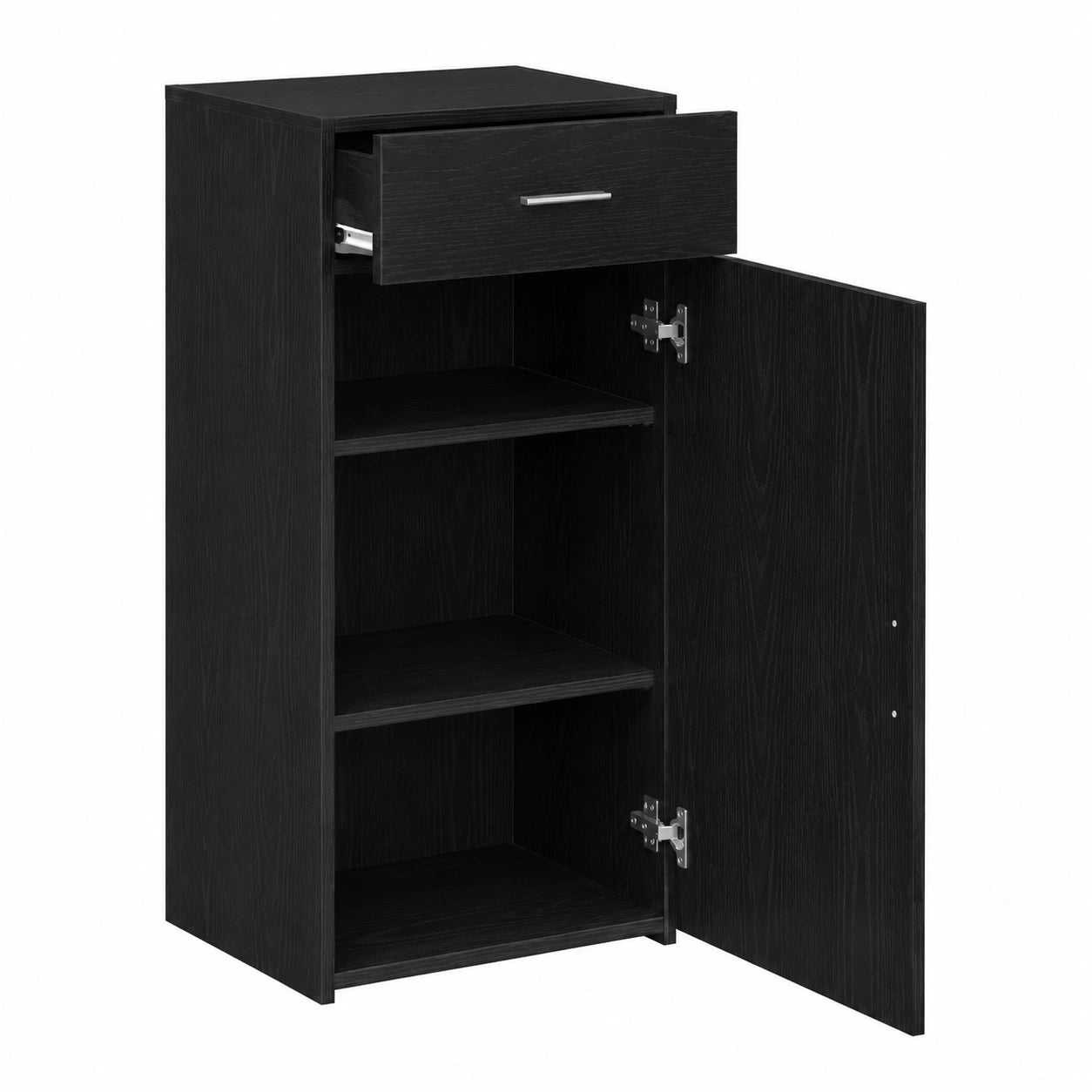 Moderner Sideboard aus Eichenholz-Optik Schwarz mit Schubladen, 50x42,5x93 cm, idealer Stauraum für stilvolle Raumorganisation