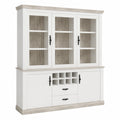 Eleganter Buffetschrank Kiruna mit LED-Beleuchtung, Pinienholz Weiß, 184x205x38-44 cm