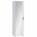 FORTE NET106 Einzeltüriger Schuhschrank mit Spiegel, Weiß, 50x180x35 cm