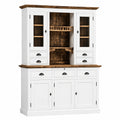 Casa Padrino Massivholz Esszimmerschrank im Landhausstil, Weiß/Braun, 137 x 50 x H. 197 cm - Stilvolle Küchenschranklösung