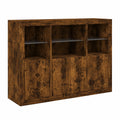Moderner Sideboard mit LED-Leuchten, viel Stauraum, Räuchereiche