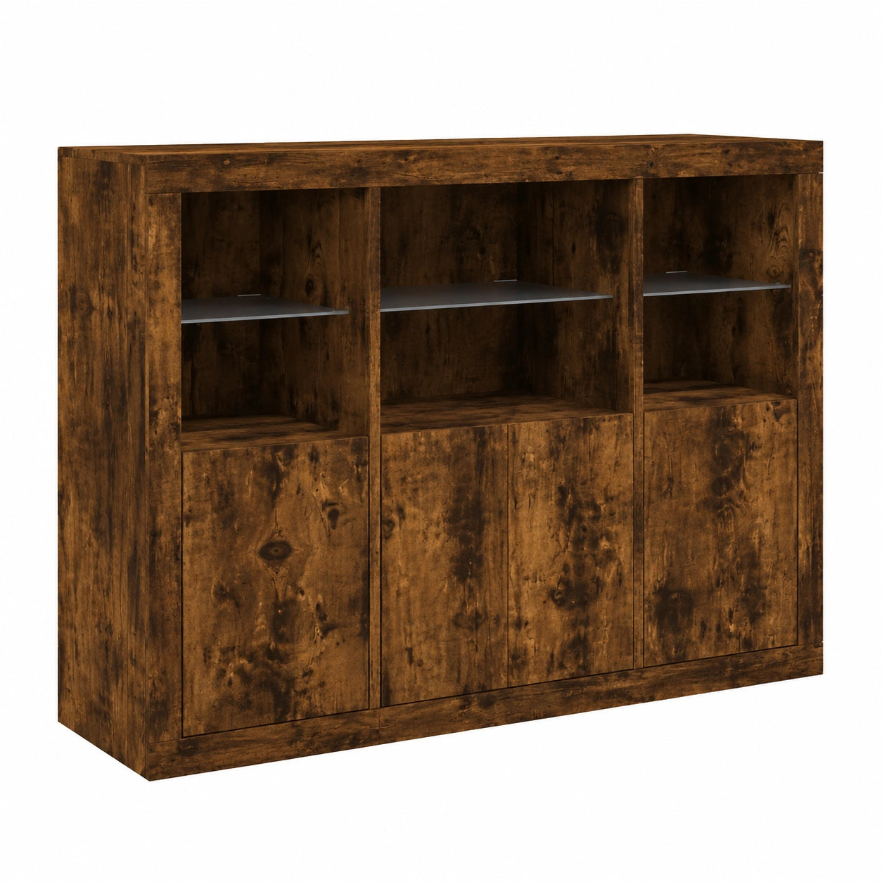 Moderner Sideboard mit LED-Leuchten, viel Stauraum, Räuchereiche