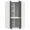 Eck-Kleiderschrank für Schlafzimmer - 100x180 cm - Weiß/Grau mit Stange und Böden