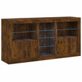 Moderner Sideboard mit LED-Beleuchtung, Vielseitige Kommode in Räuchereiche Optik