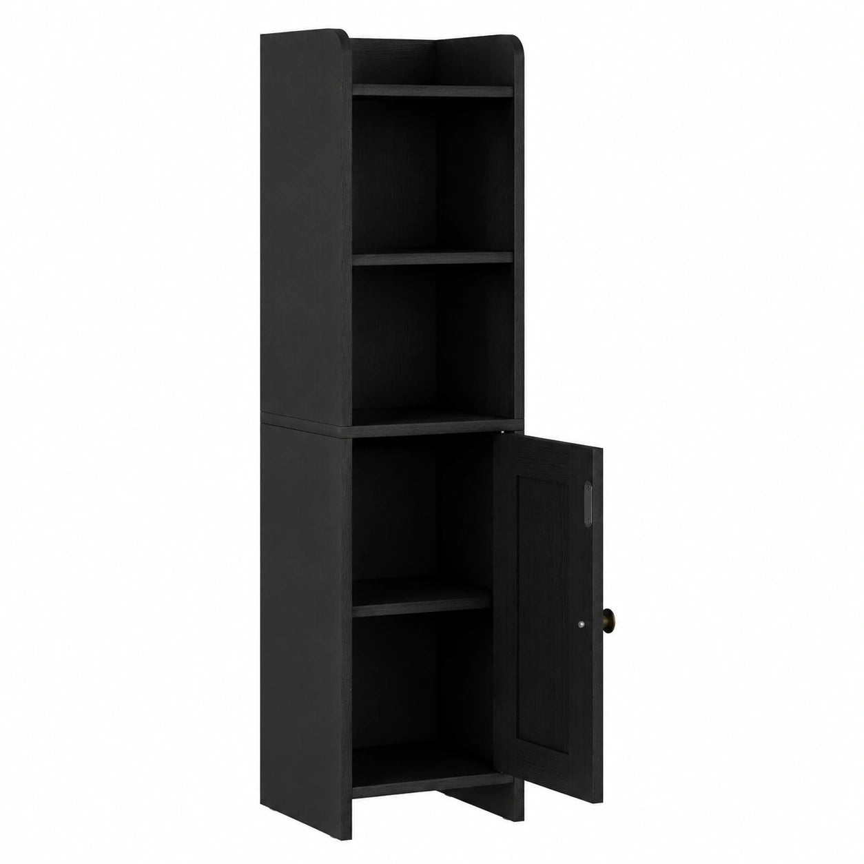 Lomojo Moderner Badezimmerschrank für kleine Räume, schmaler Organizer mit Türen und Regalen, 20 x 20 x 80 cm, Schwarz