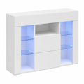 Eck-TV-Schrank mit LED-Beleuchtung, Hochglanz Weiß, 100x68x40 cm