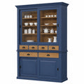Rustikaler Esszimmerschrank aus Massivholz in Blau und Naturtönen - 142 x 48 x 225 cm
