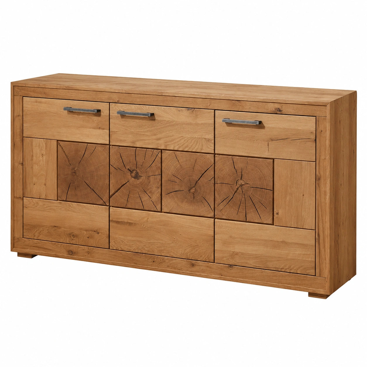 Lomadox Sideboard aus Massiver Wildeiche mit 3 Türen, Fertig Montiert