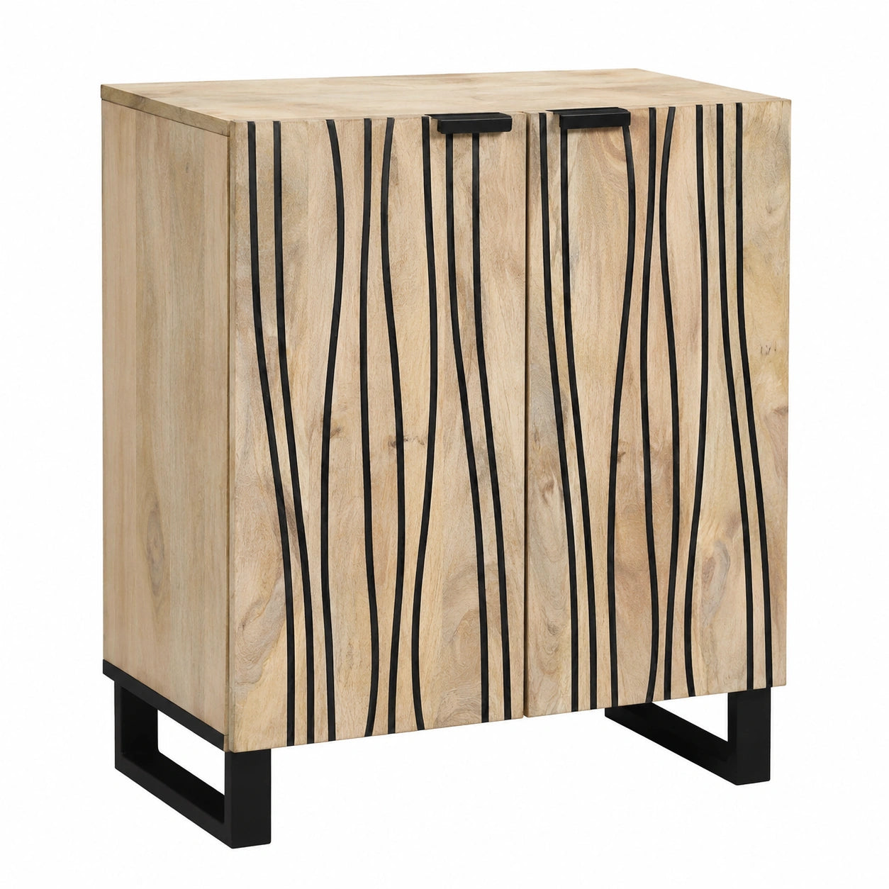 Massivholz-Sideboard aus Mango 60 x 33,5 x 75 cm, Weiß, Elegantes Design mit rustikalem Stauraum