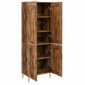Eleganter Hochschrank aus Altholz, 70x35x180 cm, modernes Design mit goldenen Akzenten