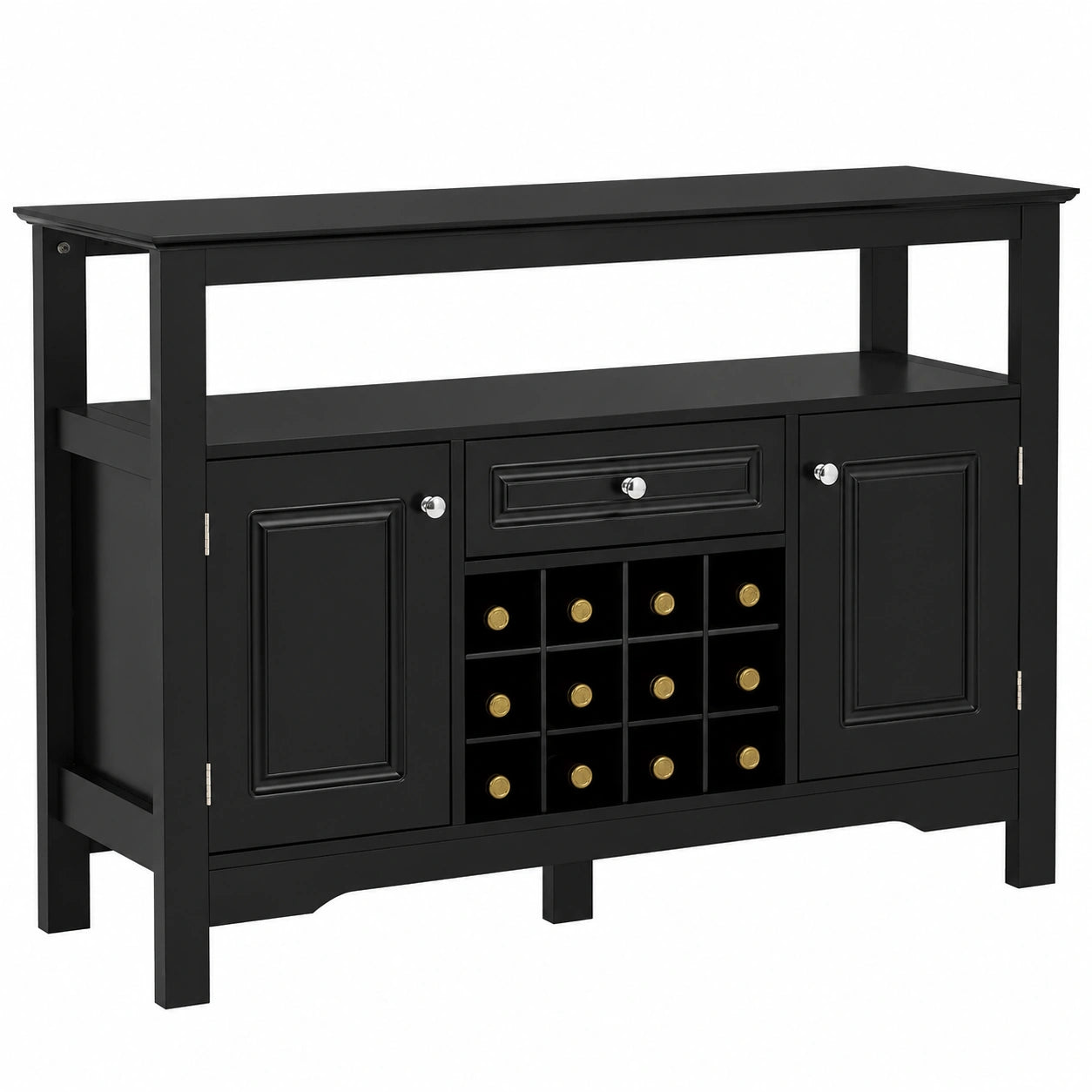 COSTWAY Buffet-Schrank aus Holz mit Türen und Schubladen, Vielseitiger Küchen- und Weinschrank, 116 x 40 x 82 cm, Schwarz