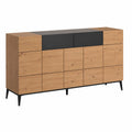 Moderner Eichensideboard mit schwarzem Finish, ideal für Wohnzimmer, Esszimmer und Flur, Liam 180 x 90 cm
