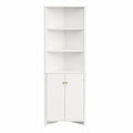 Moderner COSTWAY Eckschrank, 2 Türen & 5 Regale, 172,5 cm hoch, Dreiecks-Buffetschrank, für Küche, Esszimmer & Wohnzimmer, Weiß