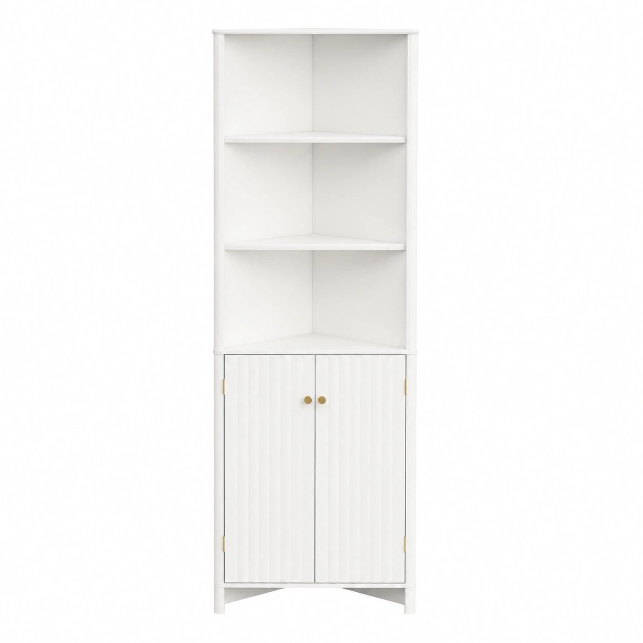 Moderner COSTWAY Eckschrank, 2 Türen & 5 Regale, 172,5 cm hoch, Dreiecks-Buffetschrank, für Küche, Esszimmer & Wohnzimmer, Weiß