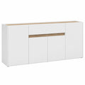 Lomadox Weißes Esszimmer Sideboard mit Wotan Eiche Akzenten, Maße: 170 x 87 x 40 cm