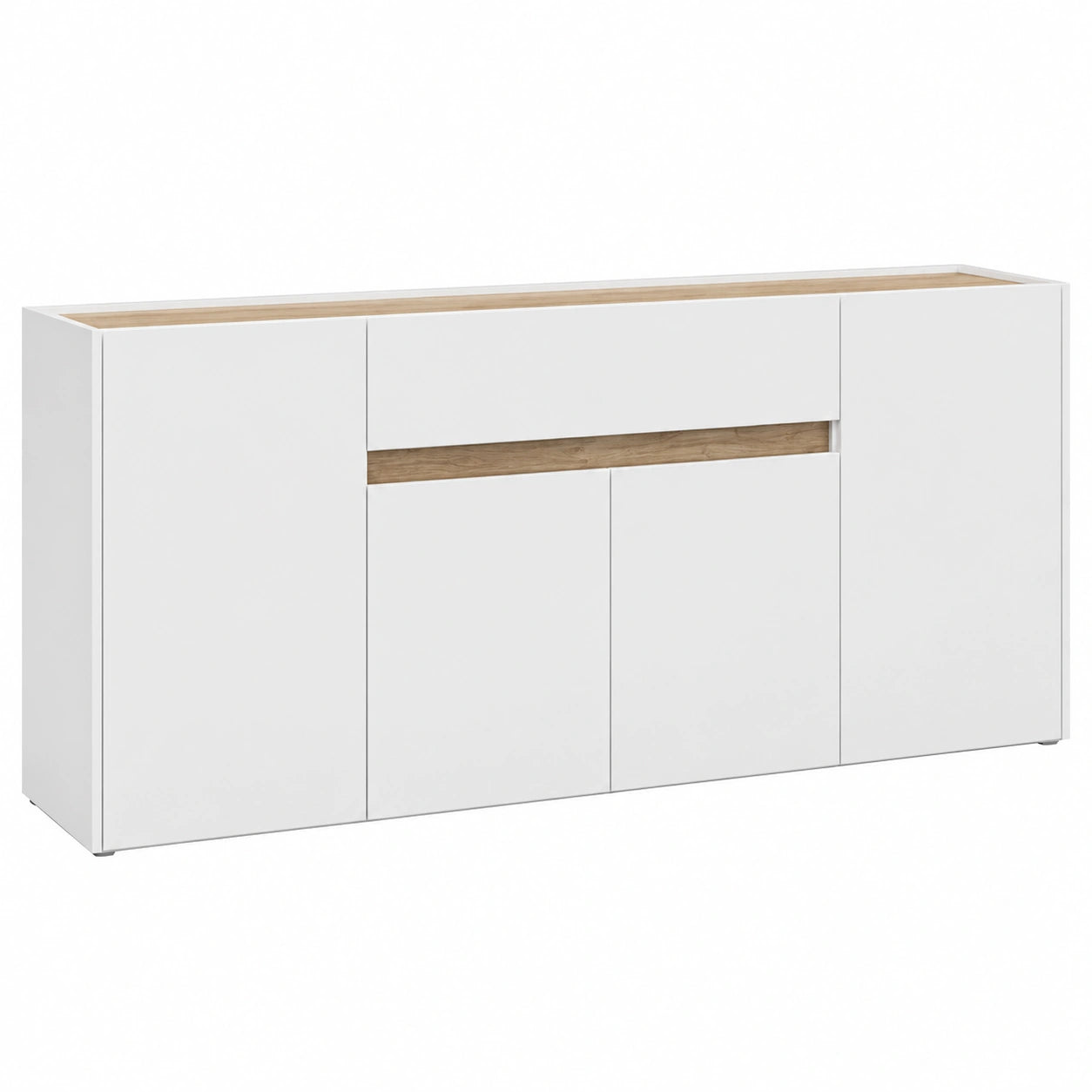 Lomadox Weißes Esszimmer Sideboard mit Wotan Eiche Akzenten, Maße: 170 x 87 x 40 cm