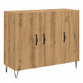 Moderner Sideboard aus Holzwerkstoff, Artisan-Eiche, 90x32,5x80 cm, multifunktionaler Esszimmer-Schrank