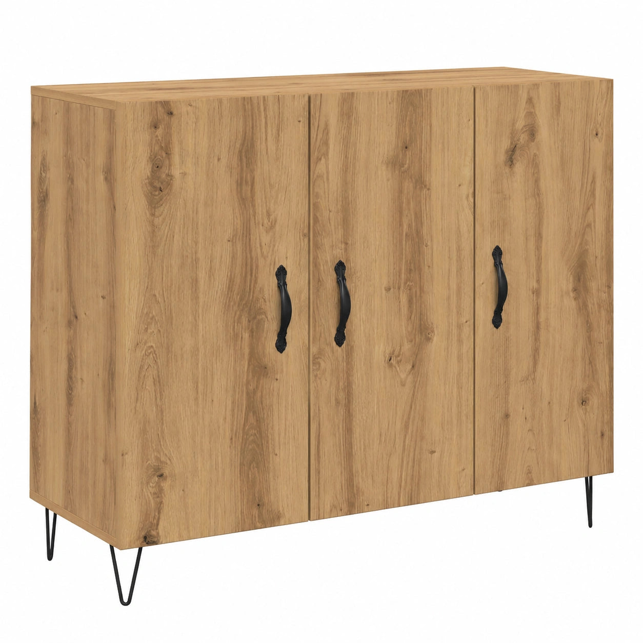 Moderner Sideboard aus Holzwerkstoff, Artisan-Eiche, 90x32,5x80 cm, multifunktionaler Esszimmer-Schrank