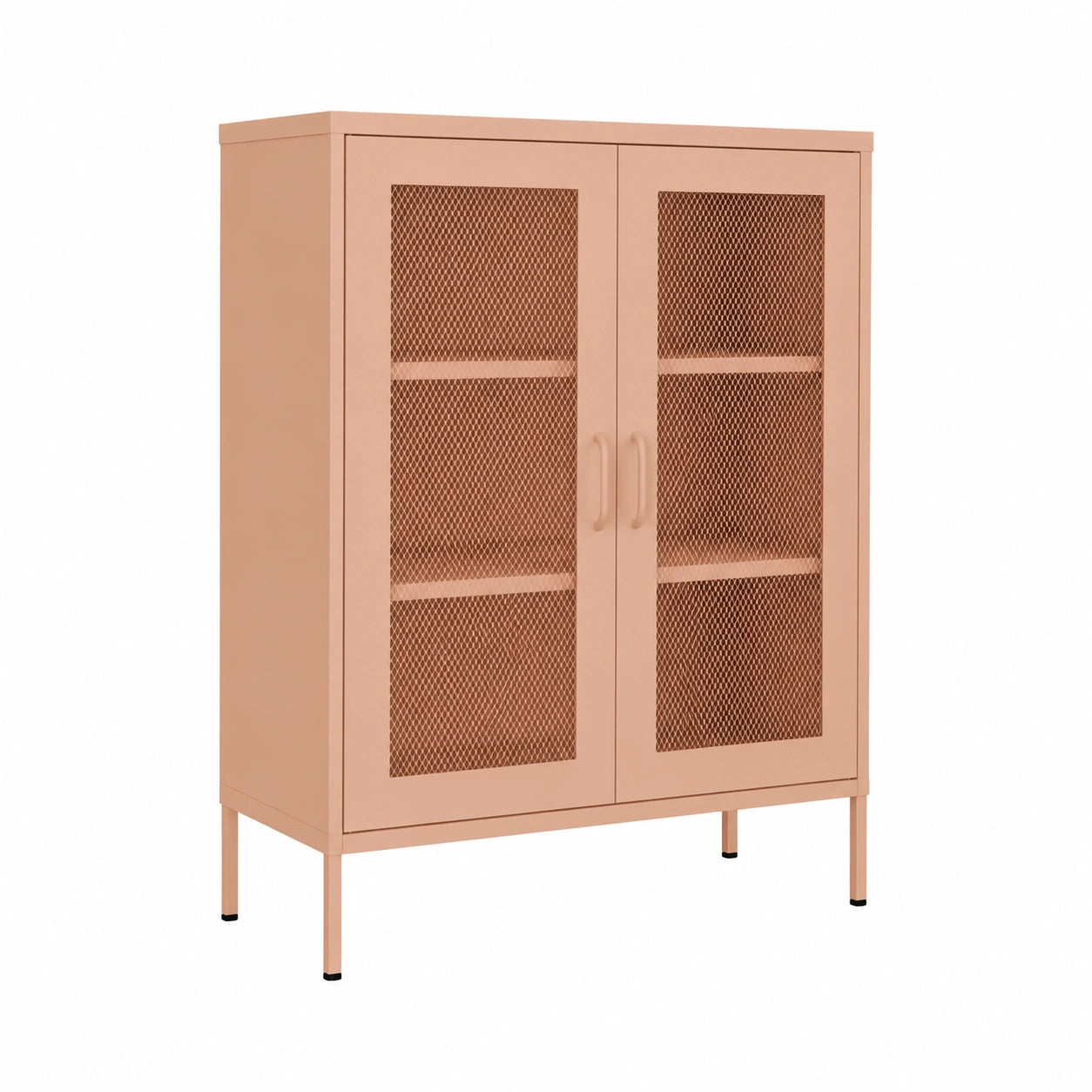 Rosa Stahl Küchenschrank mit Türen, 80x35x101,5 cm