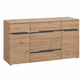 Stella Trading MEMPHIS Kommode in Artisan Eiche und Graphit mit Schubladen, Vielseitiger Stauraum, 165 x 82 x 44 cm