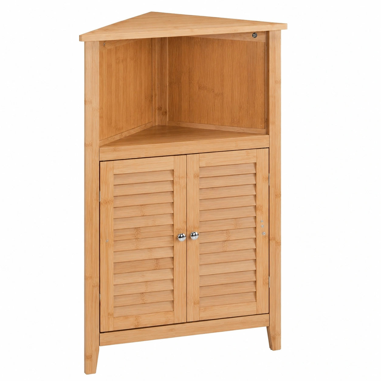 Badezimmerschrank aus Bambus, Eckdesign, 92x58x30 cm, Naturholz