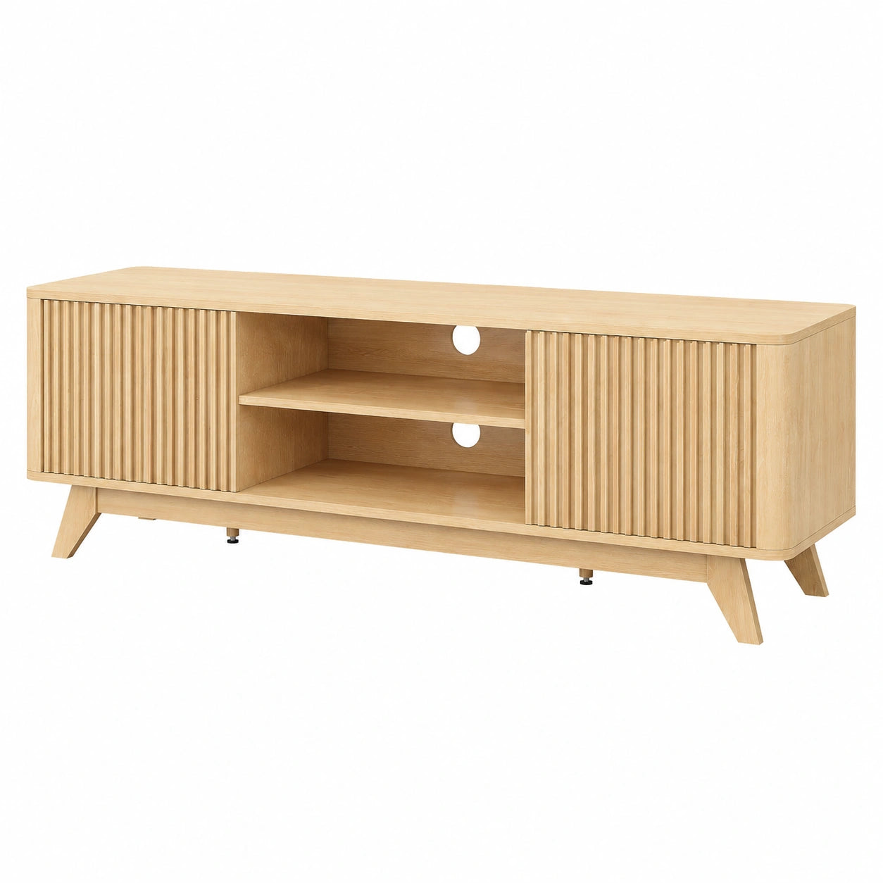 Moderner TV-Schrank aus Holz mit Türen und Regalen, Eiche, 149x38x46cm