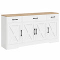 BTM Weißes Sideboard aus Holz, moderner Mehrzweckschrank für Wohnzimmer und Esszimmer, inkl. Dekoration