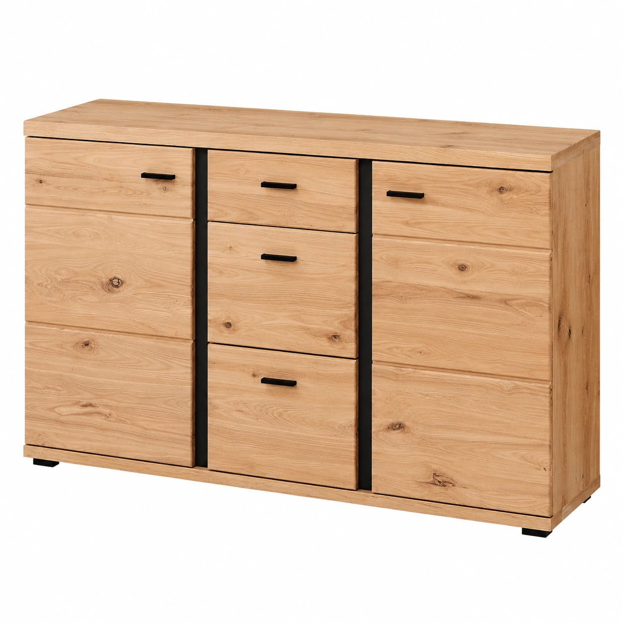 Stella Trading SONOS Massivholz-Kommode mit Schubladen, Alteiche-Design, FSC-zertifiziert - Viel Stauraum - 134 x 86 x 42 cm