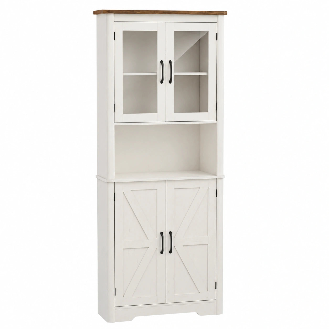 Schmaler Eckschrank für Badezimmer, 170 cm, mit 2 Türen und 5 Fächern, ideal für Küche und Wohnzimmer, Weiß