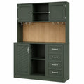 Moderner Merax Küchenschrank 188cm mit LED-Beleuchtung, Stauraum, Weinglas- und Snackregal, Grün